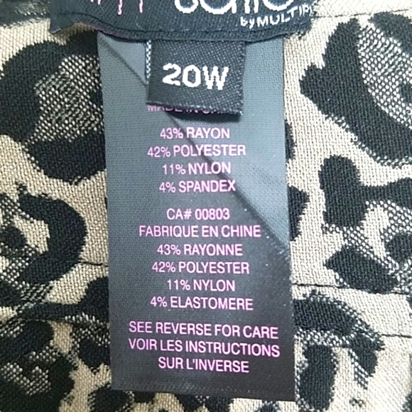 Slimsation Pants NWT 20W Reversible Leopard Print Black Tan Straight Leg Ctrl Tp - Picture 10 of 10